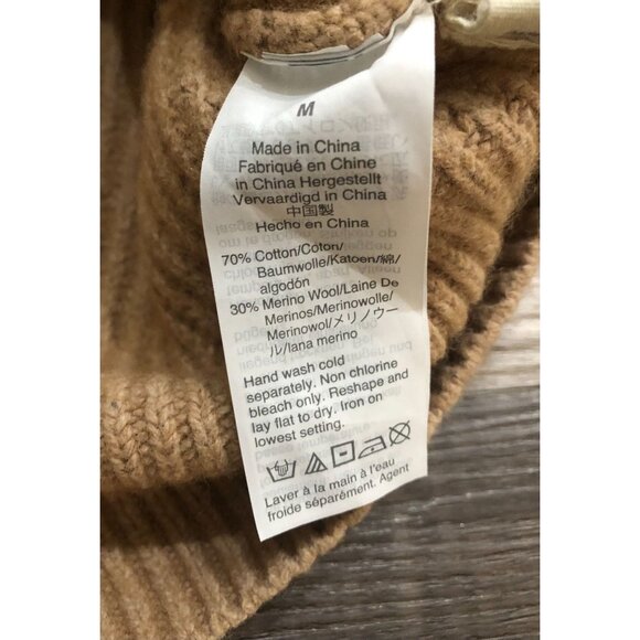 Madewell Camel Knit Sweater Womens Medium Brown Tan Cotton Wool Blend - Picture 3 of 6